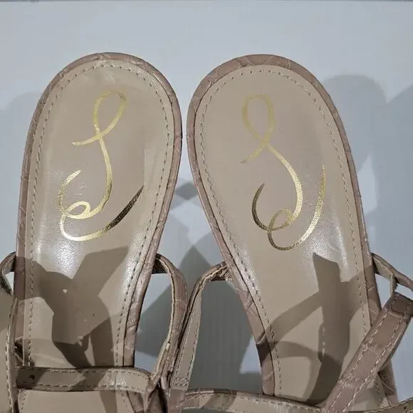 NEW Sam Edelman Doran Strappy Sandal Stiletto Heel Tan Croc Womens 9.5 - Picture 7 of 13